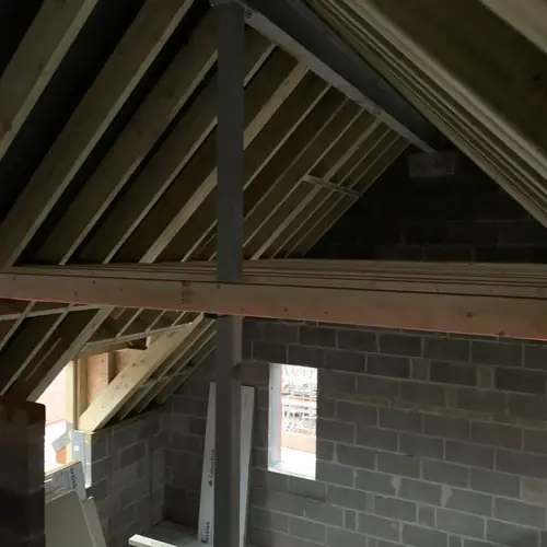 Roof structure and steel beam during an extension build