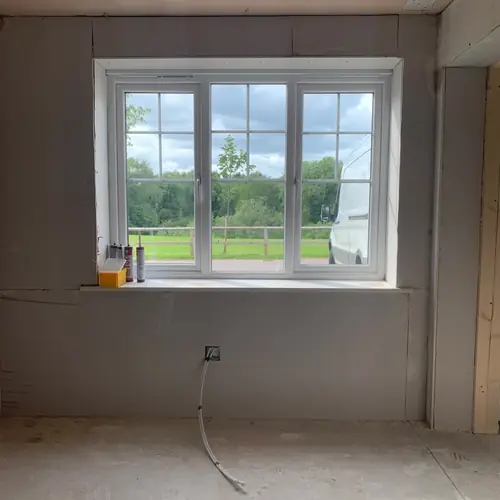 Extension shell with a new window before plastering
