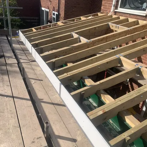 Flat roof joists on a single-storey extension