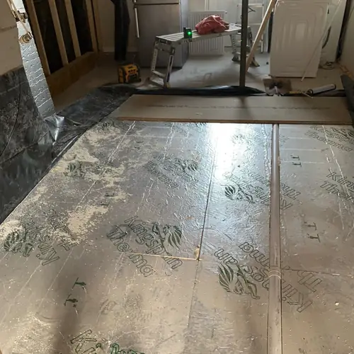 Insulation boards laid ahead of new flooring