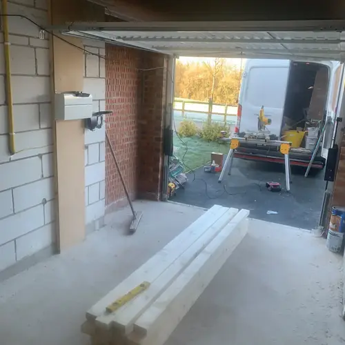 Garage conversion underway with a new stud wall