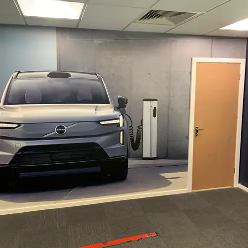 Commercial showroom fit-out with a new oak internal door
