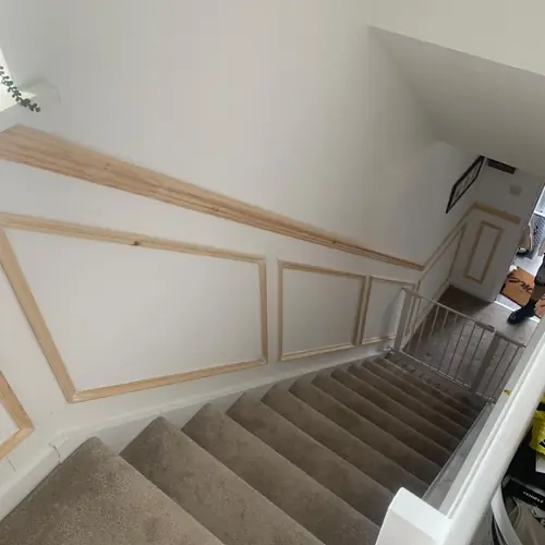 Staircase dado panelling ready for decorating