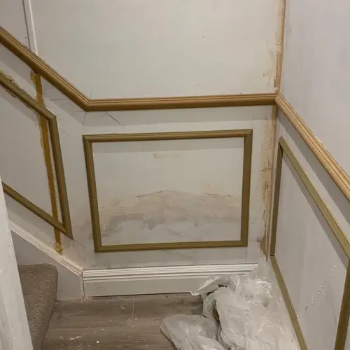 Stairwell wall panelling ready for painting